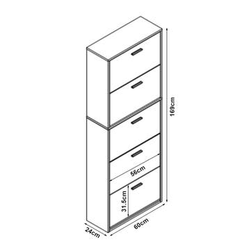 Schoenenkast Sykkylven 5 kleppen zwart 169x60x24 cm [en.casa, Verzenden, Nieuw