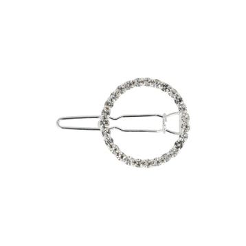 Haarspeld Haarclip 2cm - Cirkel Strass Steentjes - Zilver, Nieuw