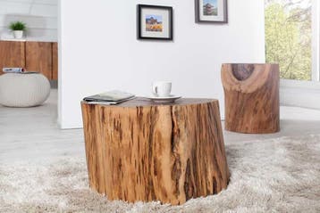 Massief houten salontafel GOA 50cm acaciaboomstamkruk, Huis en Inrichting, Ophalen of Verzenden, Nieuw