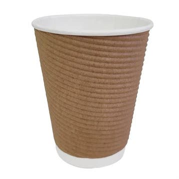 Recyclable koffiebekers ribbelwand | 340ml (25 stuks), Verzenden, Nieuw in verpakking