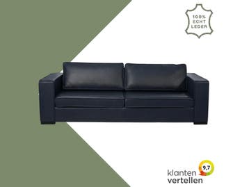 Leren bank Fine - 3,5 zits - Granada Blue (blauw) - Poten, Nieuw, Ophalen of Verzenden, Rechte bank, Eigentijds, Klassiek, Modern