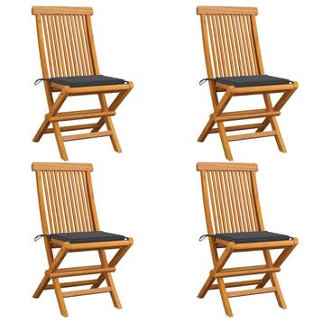 vidaXL Klapstoelen met antracietkleurige kussens, 4 stuks,, Verzenden, Nieuw, Teakhout
