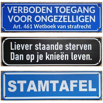 Tekstborden van metaal wandborden met spreuken 3000 soorten, Ophalen of Verzenden, Nieuw