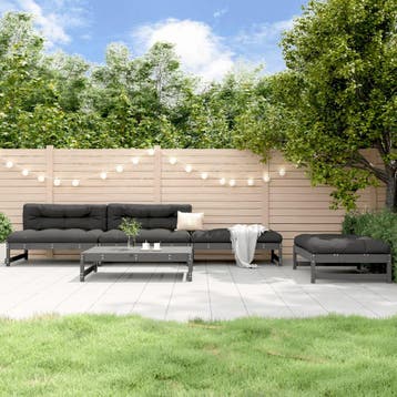 vidaXL 5-delige Loungeset massief grenenhout grijs, Verzenden, Nieuw, 5 zitplaatsen, Loungeset