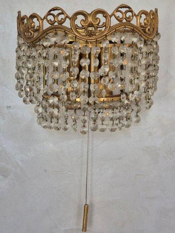 Wandkandelaar - Klassieke vintage kristallen wandlamp –