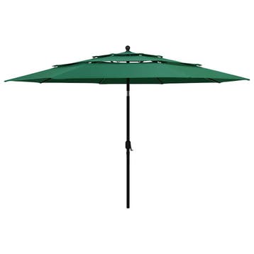 vidaXL Parasol 3-laags met aluminium paal 3,5 m groen, Verzenden, Nieuw, 3 tot 4 meter