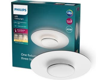 Philips Garnet - Plafondlamp - SceneSwitch LED - Zwart, Verzenden, Nieuw