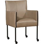 Set van 6 Leren eetkamerstoelen More - Granada Taupe, Huis en Inrichting, Stoelen, Ophalen of Verzenden, Nieuw, Leer
