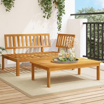 vidaXL 2-delige Loungeset pallet massief acaciahout, Tuin en Terras, Verzenden, Nieuw, Hardhout, Loungeset