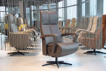 Gealux relaxfauteuil Twinz 205 Leer Antraciet 3 motoren+accu, Ophalen of Verzenden, Nieuw, Leer, Design, modern