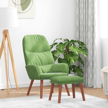 vidaXL Relaxstoel met voetenbank fluweel lichtgroen, Verzenden, Nieuw