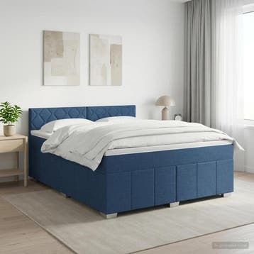 vidaXL Boxspringbed met matras met hoofdeinde Blauw 140 x, Stof, Verzenden, Blauw, Nieuw