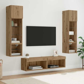 vidaXL TV-wandmeubel 6 st Artisan Eiken Bewerkt hout, Minder dan 50 cm, Verzenden, Nieuw, Minder dan 100 cm