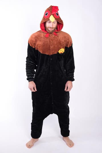 Onesie Haan Pak XL-XXL Hanenpak Kostuum Bruin Zwart Ei Kip K, Carnaval, Ophalen of Verzenden, Kleding, Maat 56/58 (XL)