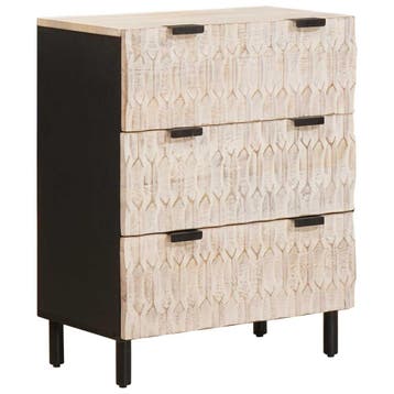 vidaXL Dressoir 60 x 33 x 75 cm Massief Mango Hout Witte Was, Huis en Inrichting, Verzenden, Nieuw