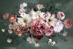 Pioenrozen boeket fotobehang VINYL, Bloemen, Op maat!, Verzenden,  Bloemenbehang, Pioenrozen, romantisch, vintage