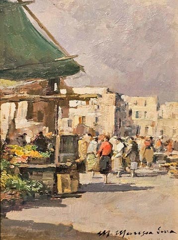 Mario Maresca Serra (1912 - 1991) - Mercato a Napoli
