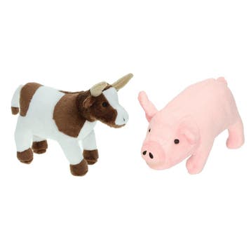 Pluche boerderijdieren knuffelset - koe en varken - 22 cm, Verzenden, Nieuw