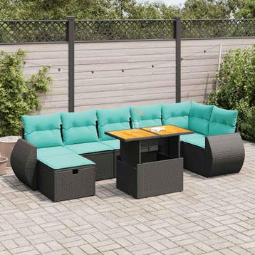 vidaXL 8-delige Loungeset met kussens poly rattan acacia, Verzenden, Nieuw, Loungeset
