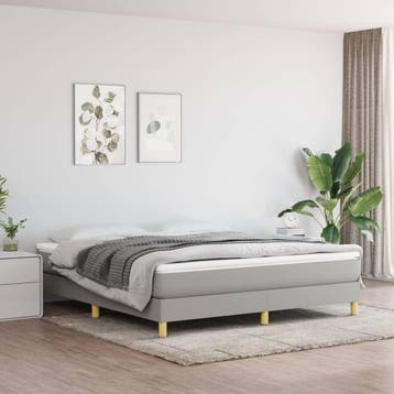 vidaXL Boxspring bed stof lichtgrijs 160x200 cm, Huis en Inrichting, Verzenden, 200 cm, 160 cm, Nieuw
