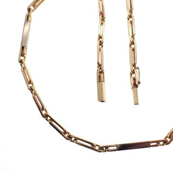Bicolor gouden fantasie schakelketting, Ophalen of Verzenden, Gebruikt, Overige kleuren, Goud