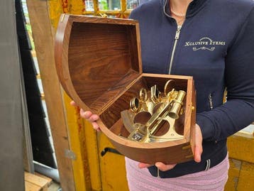 Sextant - Messing, Hout - (Large) with Luxury Box