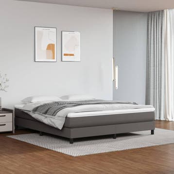 vidaXL Boxspring bed kunstleer grijs 160x200 cm, Overige materialen, Verzenden, 200 cm, Grijs