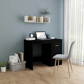 vidaXL Bureau 100x50x76 cm bewerkt hout zwart, Huis en Inrichting, Verzenden, Nieuw