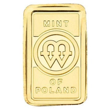 0.25 gram - Goud .999 - .9999 Fine Gold Bar Mint of Poland
