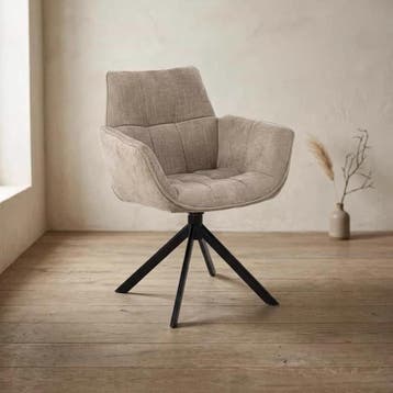 Eetkamerstoel Monaco | Milan Beige | Zwart | Moods, Ophalen of Verzenden, Nieuw