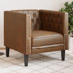 vidaXL Fauteuil Chesterfield-stijl kunstsuède bruin, Verzenden, Nieuw, Eenpersoons, Leer