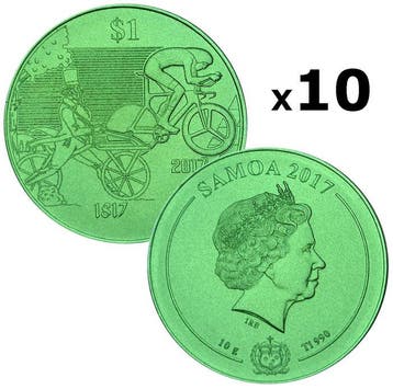 Samoa. 1 Dollar 2017 Pure Green Titanium 0.990 200 Years of