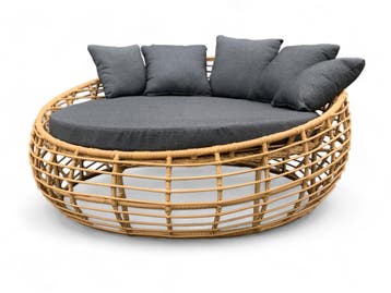 Loungebed Torano Bamboe - Rond Ligbed Ø170-180 cm, Tuin en Terras, Tuinbanken, Ophalen of Verzenden, Nieuw