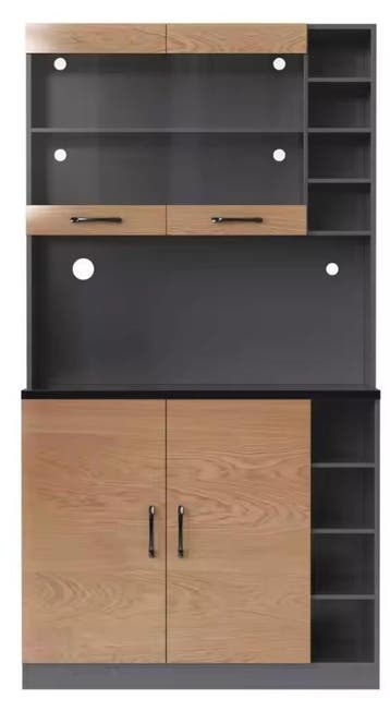Keukenkast met LED &amp; Magnetronplank – 100×47×187 cm Hout, Verzenden, Nieuw