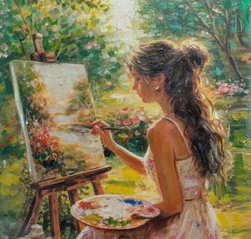 Salvatore Rodriquez (1957) - La pittrice, Antiek en Kunst, Kunst | Schilderijen | Klassiek