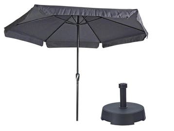 Parasol Gemini Donkergrijs/Antraciet Ø300cm | Inclusief, Nieuw, Waterdicht, Stokparasol, 2 tot 3 meter