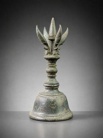 Oud-Khmer Brons Altaarschel - 16 cm - Ghanta - Empire Khmer