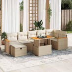 vidaXL 5-delige Loungeset met kussens poly rattan beige, Verzenden, Nieuw, Rotan, Loungeset