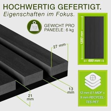 Wandpanelen - Akoestische panelen - Lattenwand - 2 stuks - 1, Verzenden, Zo goed als nieuw