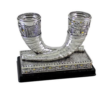 Shabbats kandelaars | zilverkleurige shofar kandelaars..., Nieuw
