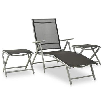 vidaXL 3-delige Loungeset textileen en aluminium, Verzenden, 3 zitplaatsen, Loungeset, Nieuw