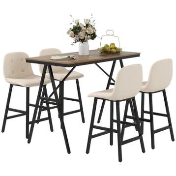 TRUUSK 5-delige Barset - Tafel en 4 Stoelen - Knoopstiksel -, Verzenden, Nieuw