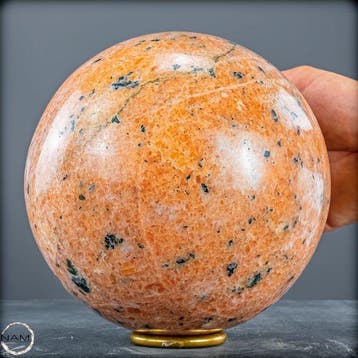 Natuurlijke, eerste kwaliteit oranje calciet en tourmalijn