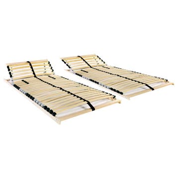 vidaXL Lattenbodems 2 st met 28 latten 7 zones 90x200 cm, 90 cm, Eenpersoons, Bruin, Verzenden