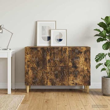 vidaXL Dressoir Gerookt eiken 89 x 34,5 x 60 cm Bewerkt hout, Huis en Inrichting, Verzenden, Nieuw, Overige houtsoorten, Minder dan 50 cm