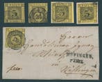 Baden 1851 - Interessant lot met 3 Kr. zwart op geel met, Gestempeld