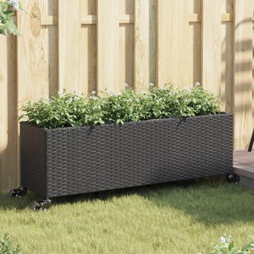 vidaXL Plantenbakken met wielen 2 st 107x32x38 cm poly, Verzenden, Nieuw