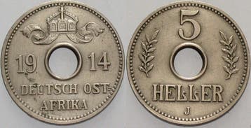 5 Heller 1914 J Deutsch Ostafrika Wilhelm Ii, Postzegels en Munten, Verzenden