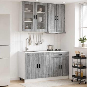 vidaXL Keukenblok PORTO 4 st Grijs Sonoma Bewerkt hout, Verzenden, Nieuw, Grijs