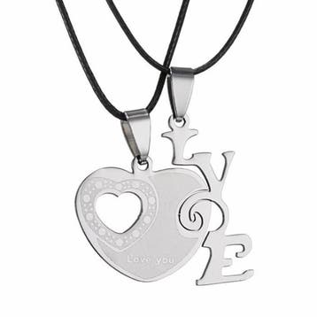 Fako Bijoux - Vriendschapsketting - RVS - Hart Love You, Verzenden, Nieuw